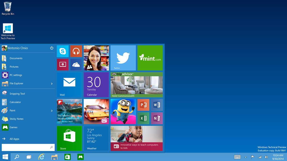 Windows 10 screen